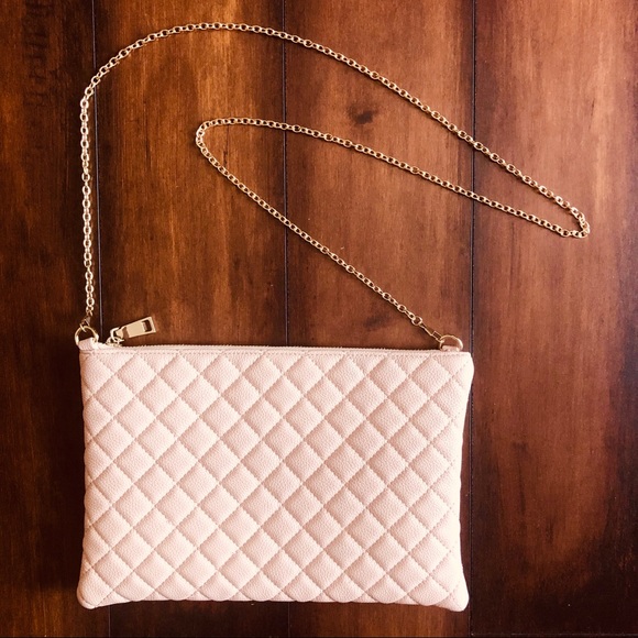 ASOS Handbags - Quilted Light Pink Faux Leather Clutch Purse
